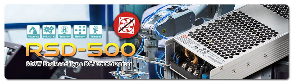 RSD-500 Series 500W Fanless Enclosed Type DC/DC Converter